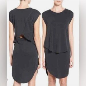 Trouvé Black Overlay Crossover Open Back Cap Sleeve Dress Size M